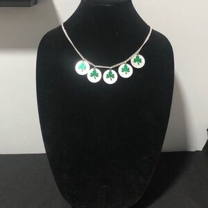Silver and Green Clover Necklace